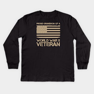 Proud Grandson of a World War II Veteran Kids Long Sleeve T-Shirt